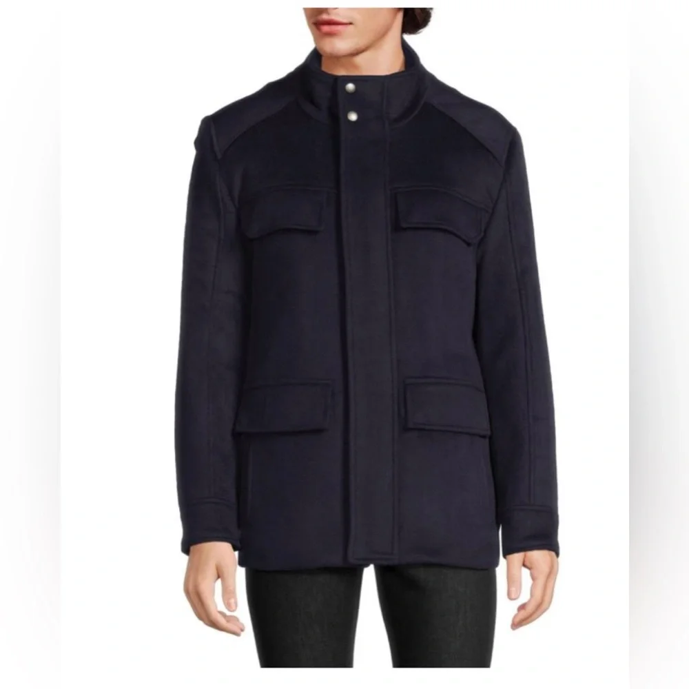 COLE HAAN Men’s‎ Wool Blend Coat, Navy, XXL